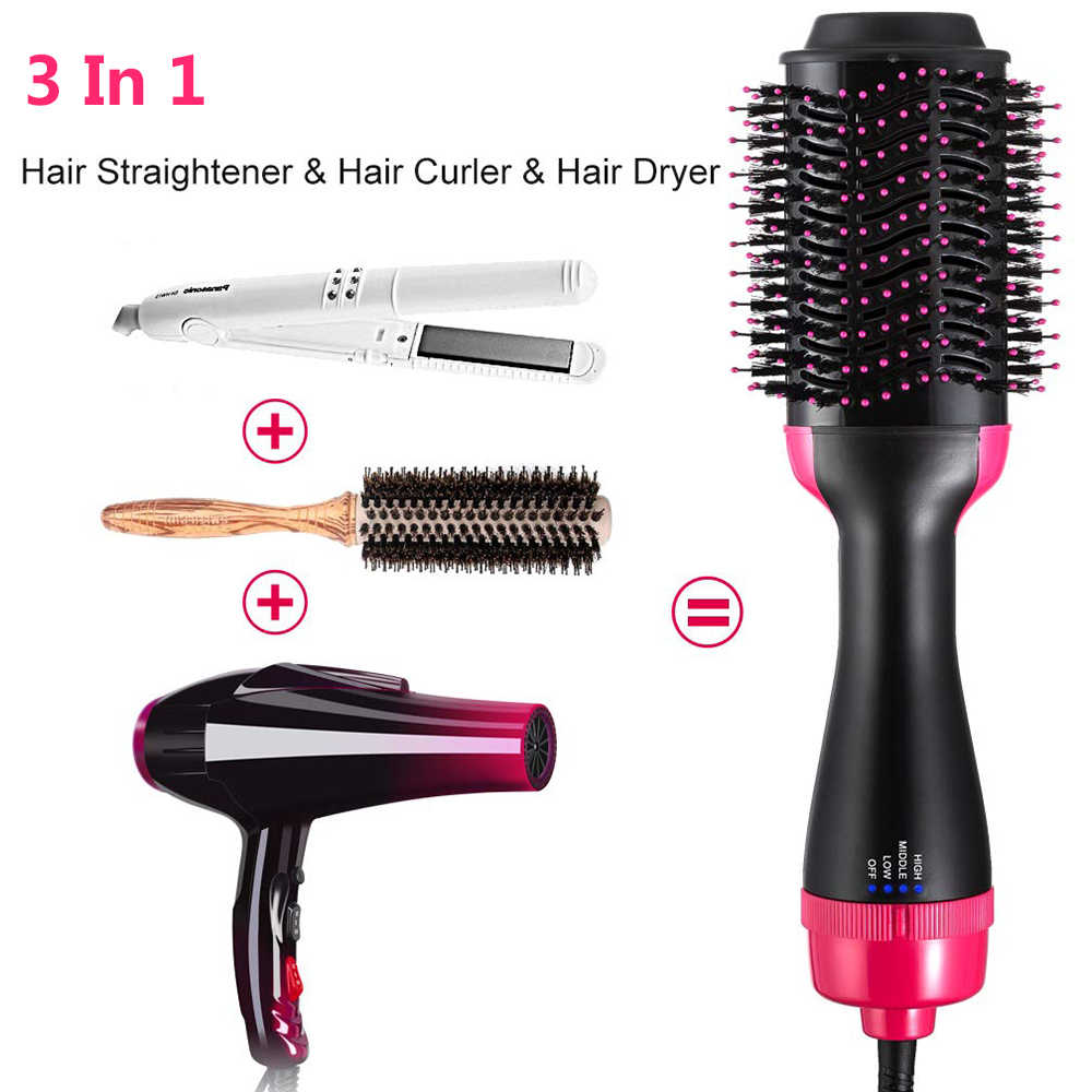 One Step 3 In 1 Hot Air Brush Dryer and Straightener
